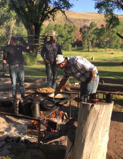 Chef Cooking Cowboy Breakfast on Campfire - Lazy L&B Dude Ranch Wyoming