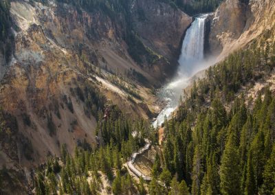 Lower Falls and the trail to Red Rock Point as seen from Lookout Point Yellowstone National Park