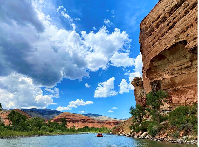 raft on scenic river